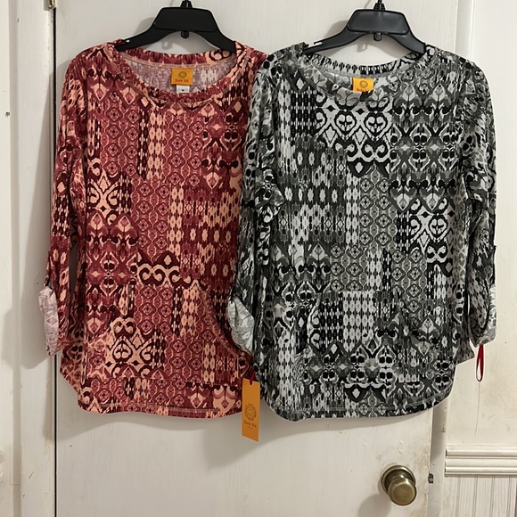 NWT Ruby Rd Comfort Zone Abstract Patchwork Printed woman pullover blouses. Sz M - Picture 2 of 11